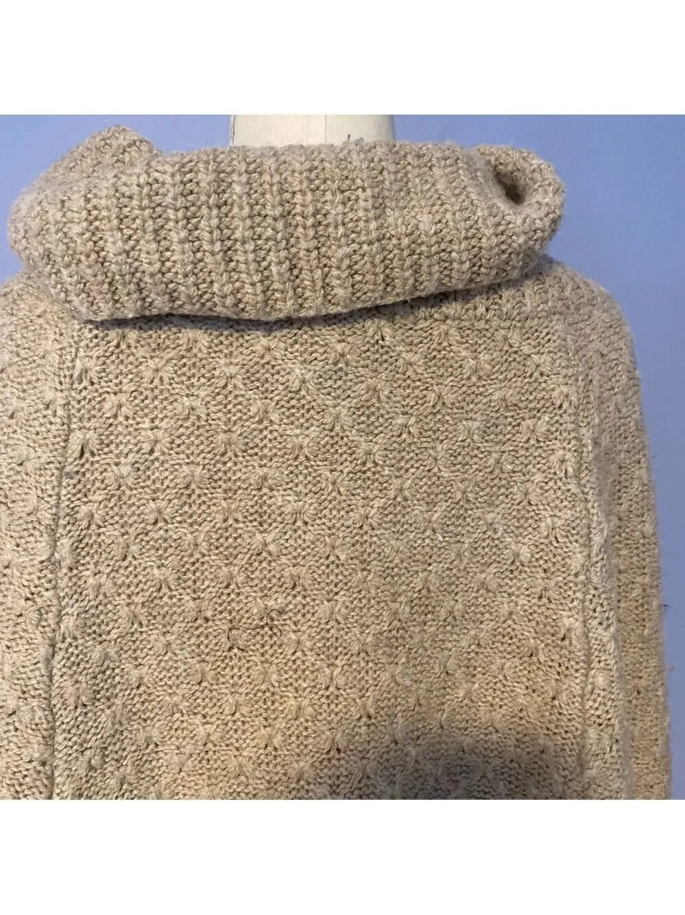 Wool-Blend Cowl Neck Knit Sweater Poncho – OS – Jperico Made in Italy